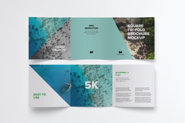 方形三折页小册子封面&内页设计效果图样机素材05 Square Tri-Fold Brochure Mockup 05