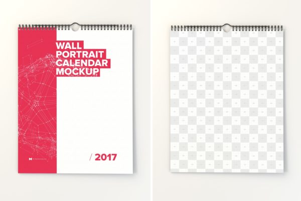 挂墙日历年历设计样机素材模板 Wall Portrait Calendar Mockup