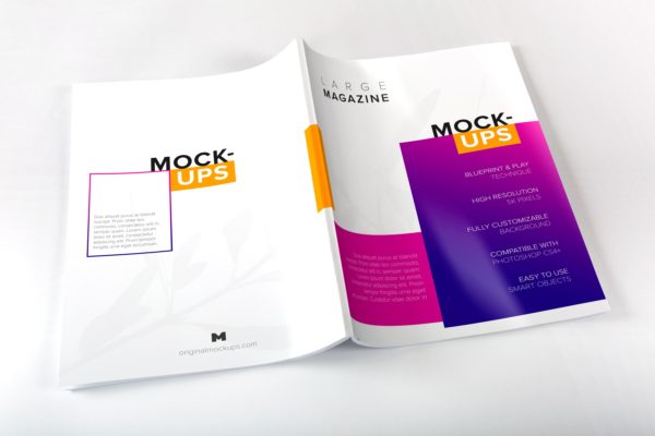 大型杂志封面设计图预览样机素材 Large Magazine Spread Covers Mockup