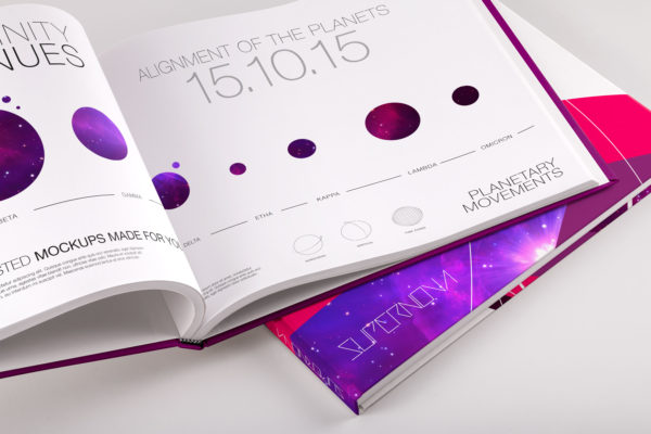 精装企业画册/产品目录内页版式设计PSD样机素材03 Hardcover Large Landscape Book PSD Mockup 03