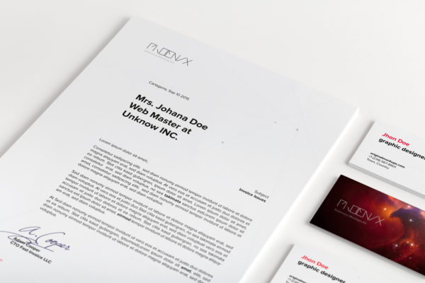 A4信纸信头＆企业名片设计效果图样机素材03 A4 and Business Cards Mockup 03