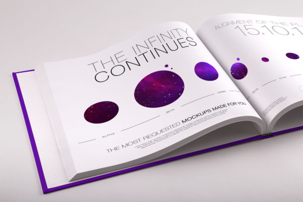 精装图书内页设计PSD样机素材模板01 Hardcover Large Landscape Book PSD Mockup 01