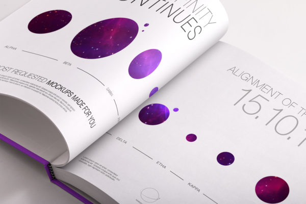 精装图书内页设计PSD样机素材模板04 Hardcover Large Landscape Book PSD Mockup 04