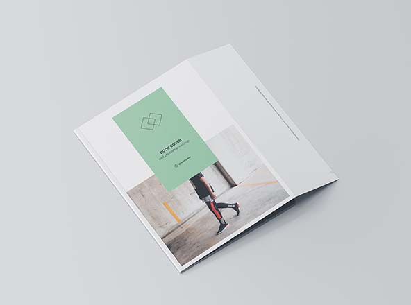 内折图书封面设计效果图PSD样机素材 Book Cover with Inner Fold Mockup