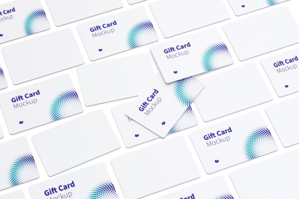 礼品积分卡外观设计等距网格样机素材模板04 Gift Card Mockup 04