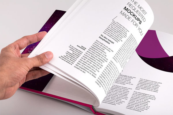 精装图书内页版式设计预览图PSD样机素材04 Hardcover Standard Portrait Book PSD Mockup 04