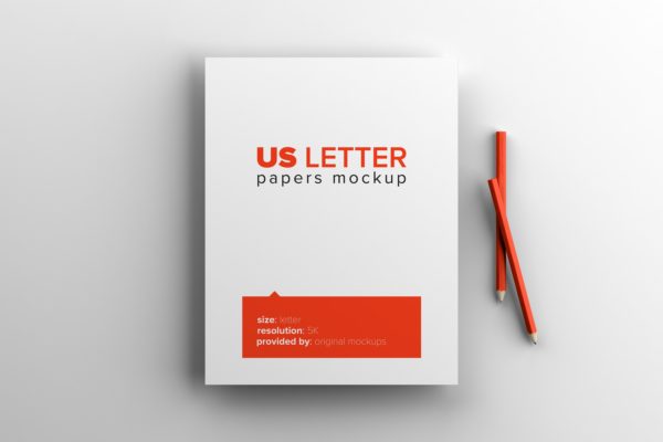 美国信纸尺寸纸张印刷排版设计样机素材 US Letter Paper Mockup