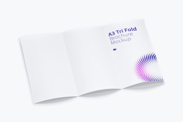 A3尺寸大小三折小册子传单设计图样机素材模板01 A3 Trifold Brochure Mockup 01