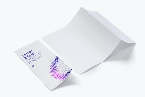 信纸尺寸三折页传单小册子设计样机素材06 Letter Z Fold Brochure Mockup 06