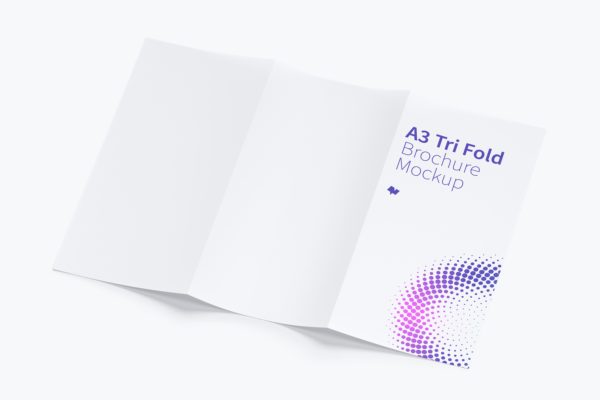 A3尺寸大小三折页企业传单手册设计样机素材02 A3 Trifold Brochure Mockup 02