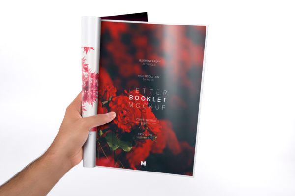 信纸规格小册子单页设计图样机素材 Letter Booklet Single Page Mockup