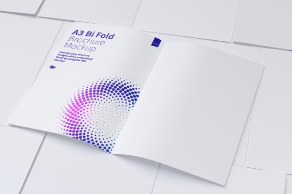 A3纸张大小传单设计图样机素材06 A3 Bi Fold Brochure Mockup 06