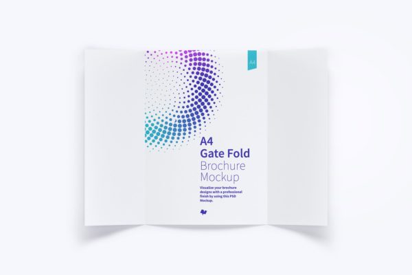 A4纸对开折页传单设计样机素材模板01 A4 Gate Fold Brochure Mockup 01
