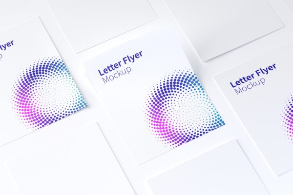 信纸规格传单设计等距样机素材模板02 Letter Flyer Mockup 02