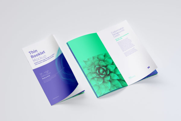 创意小册子折页传单设计图样机素材模板04 Thin Booklet Mockup 04