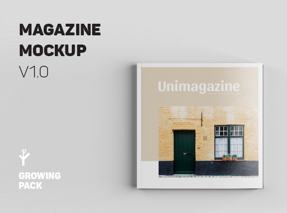 方形杂志封面设计图样机素材 Square Magazine Mockup