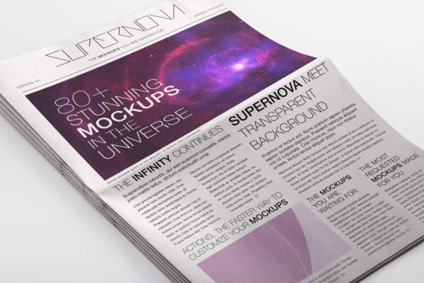 报纸排版印刷平铺效果图PSD样机素材03 Newspaper PSD Mockup 03
