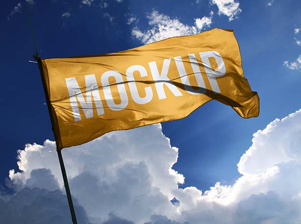 织物宽旗帜设计效果图样机素材模板 Fabric Wide Flag Mockup