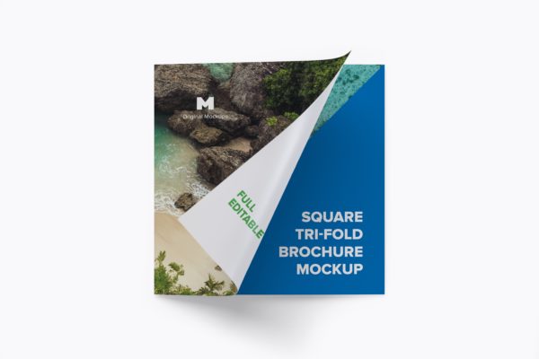 方形三折页宣传传单设计图样机素材03 Square Tri-Fold Brochure Mockup 03