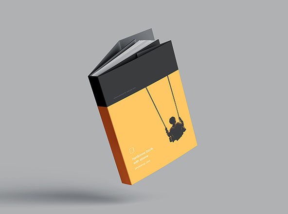 精装图书封面设计效果图样机素材 Hardcover Book with Sleeve Mockup
