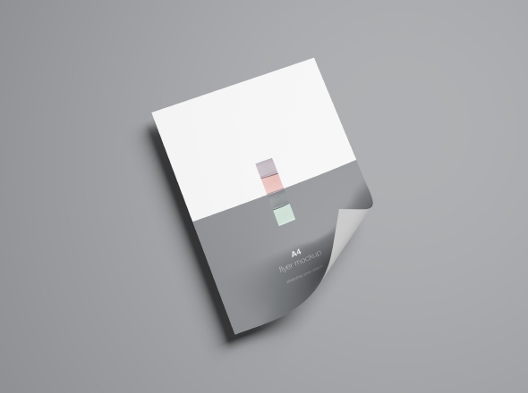 A4标准尺寸传单卷页效果图样机素材 A4 Flyer Mockup