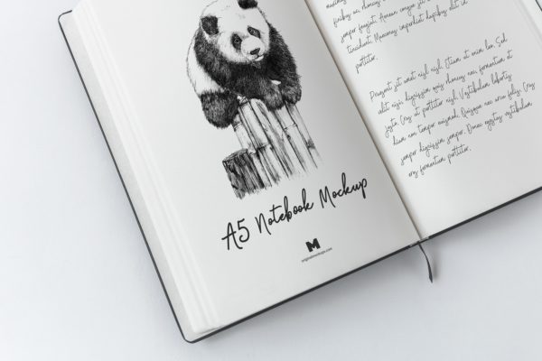 A5精装笔记本记事本内页样机素材模板02 A5 Hardcover Notebook Mockup 02