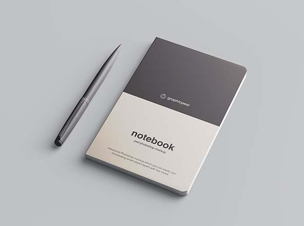 高级记事本封面设计效果图样机素材 Advanced Notebook Mockup