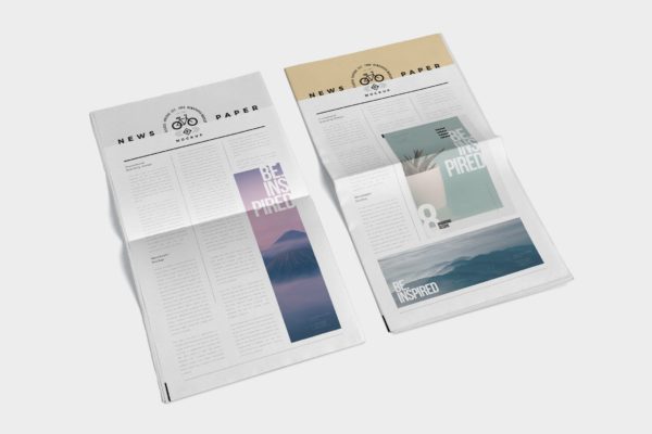 报纸排版设计平铺图样机素材模板 Full Page Newspaper Mockups