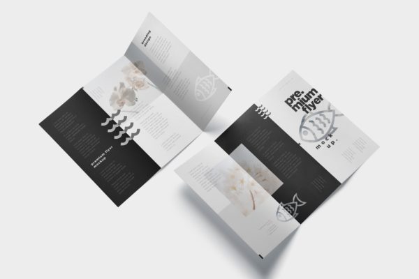 高品质三折页企业/品牌宣传册样机素材模板 Premium Quality Flyer Mockups