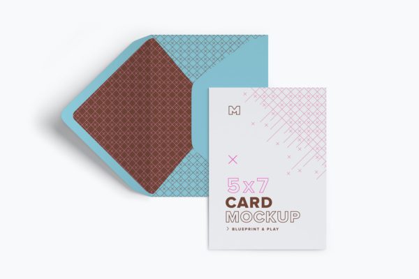 A7尺寸信封外观和贺卡设计图样机素材模板 A7 Envelope and Portrait Card Mockup