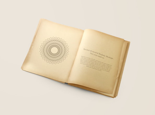 复古图书内页版式设计样机素材模板 Old Vintage Book Mockup