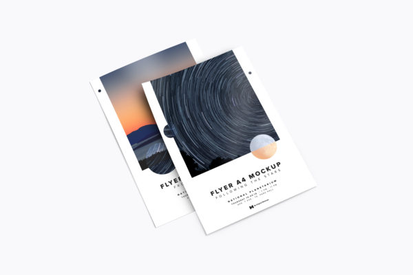 A4-A5传单设计制作印刷效果预览堆叠样机素材01 A4-A5 Flyer Stack Mockup 01