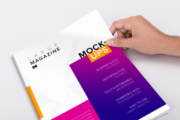 大型杂志封面版式设计印刷效果样机素材03 Large Magazine Cover Mockup 03