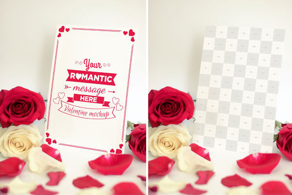 情人节贺卡设计样机素材模板 Valentine Card Mockup 06