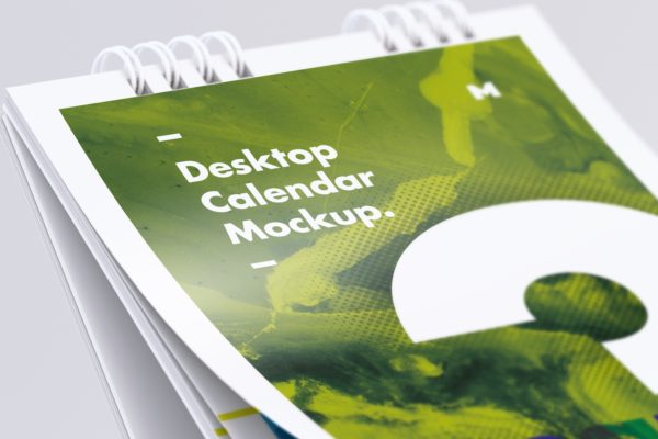 纵向桌面日历设计特写视图样机素材 Desktop Portrait Calendar Mockup Close Up View