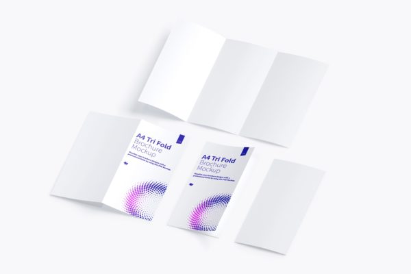 A4大小三折页企业宣传传单设计效果图样机素材模板05 A4 Trifold Brochure Mockup 05