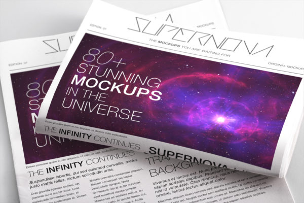 新闻报纸排版印刷效果图样机素材05 Newspaper PSD Mockup 05