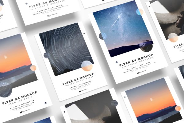 A4-A5传单设计等距网格效果图样机素材03 A4-A5 Flyer Mockup 03