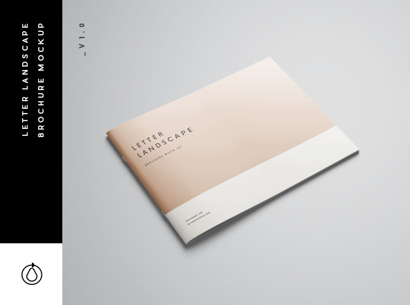 信纸尺寸规格横向小画册样机素材模板 Letter Landscape Brochure Mockup