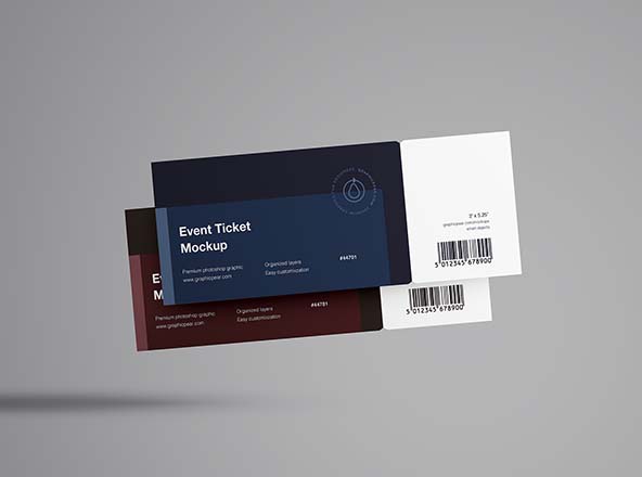 演唱会/活动/展会门票设计效果图样机素材模板 Floating Tickets Mockup