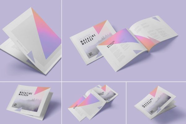 美国信纸规格杂志版式设计效果图样机素材 Magazine Mockup – US Letter Landscape