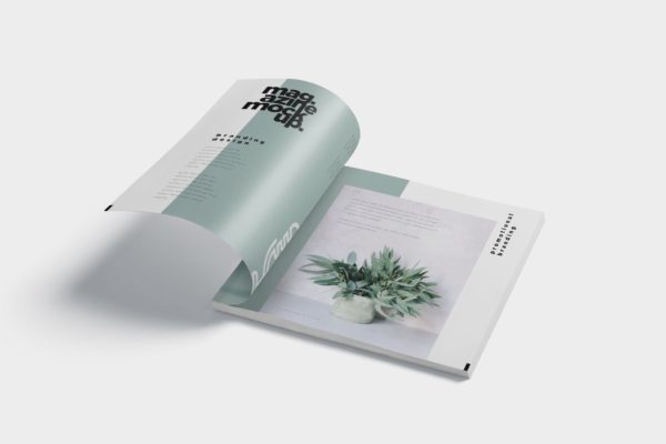 杂志设计开合状态样机素材模板 Open and Close Magazine Mockups