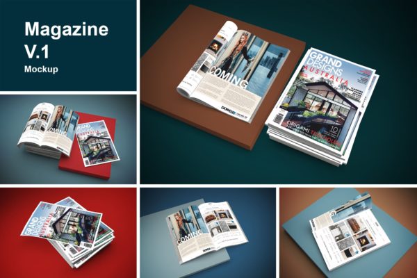 精品杂志封面＆内页排版设计样机素材模板v1 Magazine Mockup V.1