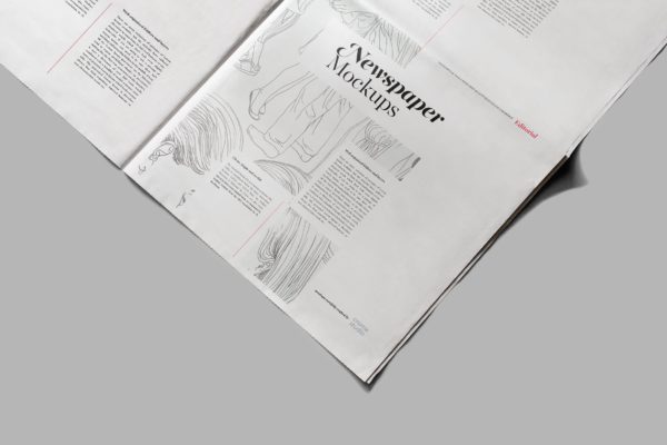 新闻报纸排版印刷局部效果图样机素材 Newspaper Mockups