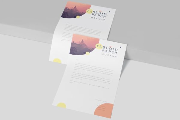 简报/企业信纸/小报印刷效果图样机素材 Tabloid Paper Mockup – 11×17 Inch