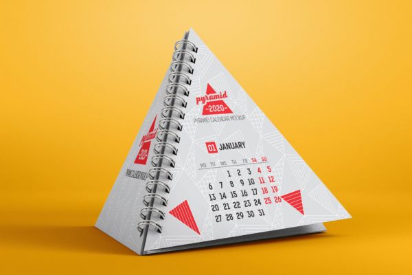 金字塔日历设计效果图样机素材PSD模板 Pyramid Calendar Mockup