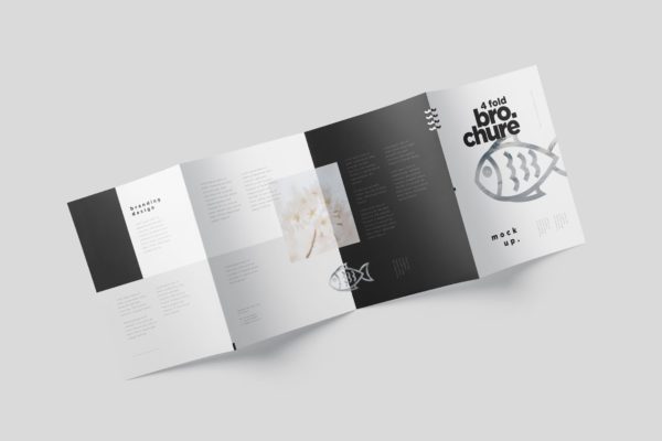 多尺寸四折页宣传册印刷效果图样机素材模板 4-Fold Brochure Mockup Set – Din A4 A5 A6