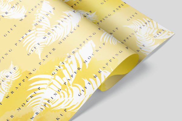礼品包装纸图案印花设计预览样机素材模板 Gift Wrapping Paper Mockup Set