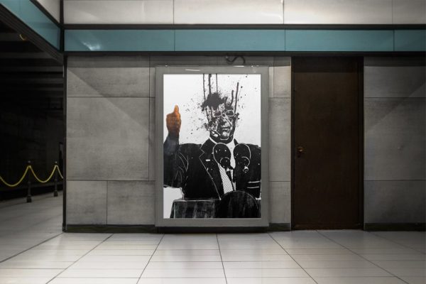 地铁站广告牌海报设计效果图预览样机素材 Poster Mock-up