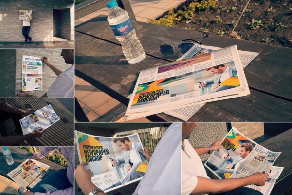 新闻报刊排版设计效果图样机素材模板 Newspaper PSD Mockups